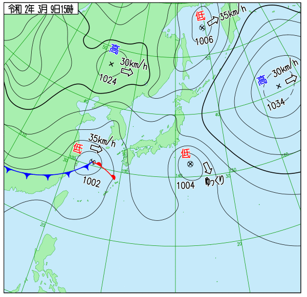 日本付近の地上天気図
