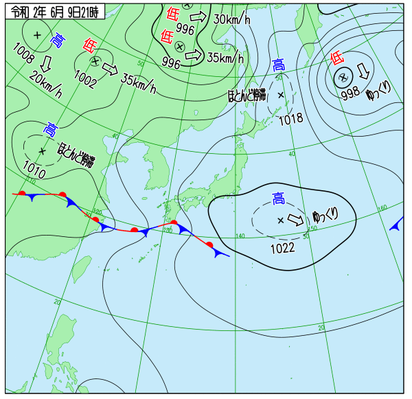 日本付近の地上天気図